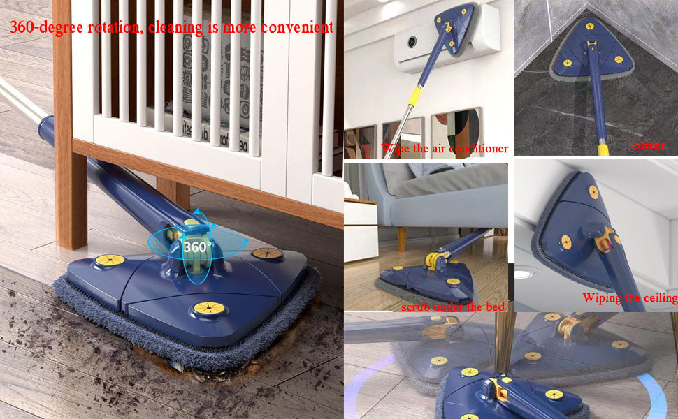 Twist n Squeeze Triangle Shape Extendable Microfiber Mop For Floor