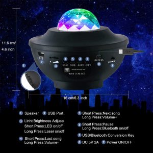 Colorful Starry Sky Galaxy Projector Nightlight Lamp With Music Bluetooth Speaker