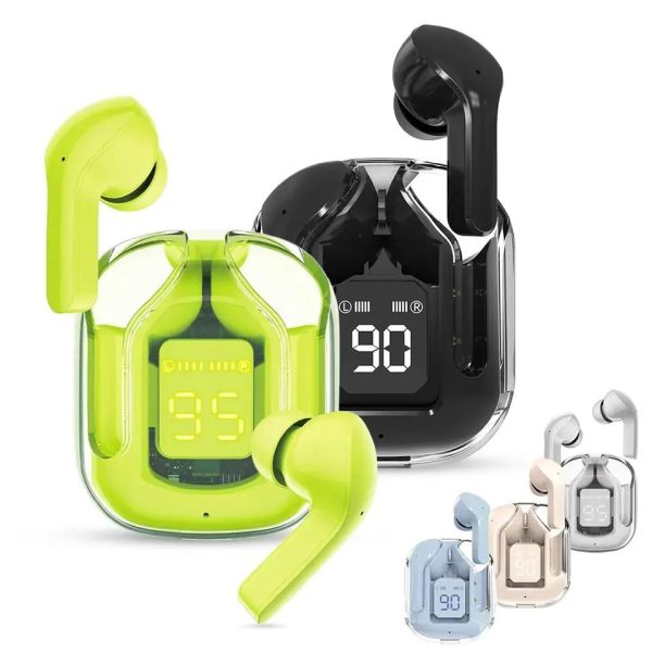 Air 31 Wireless Earbuds Transparent Bluetooth 5.3 Crystal Airpods Wireless Headset Charging Case Heavy Bass Stereo Earphones with Noise Reduction Microphone Waterproof Headphone LED Digital Display