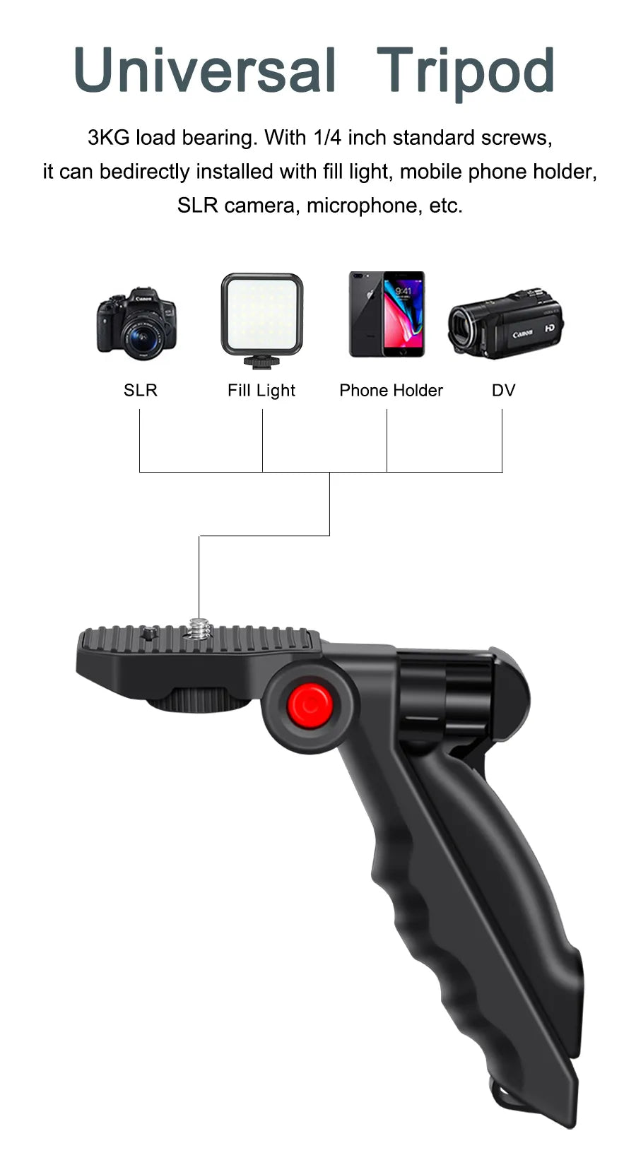 Vlogging Camera Kit for Live Streaming– Mini Tripod, Microphone, Phone Holder, LED Light