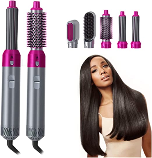 Hair Dryer Brush 5 In 1 Electric Blow Dryer Hair Comb Curling Wand Detachable Brush Kit Negative Ion Straightener Hair Curler