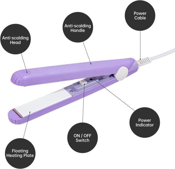 Mini Hair Straightener, Electronic Fast Hair Straightener Portable Mini Hair Flat Iron