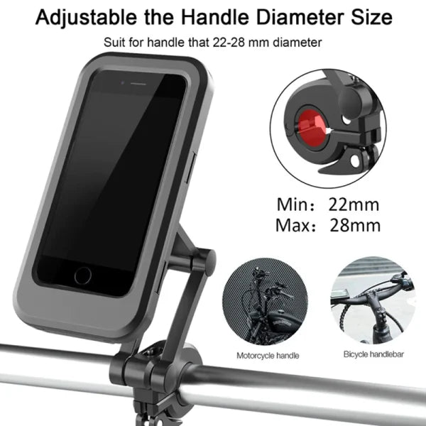 Motorcycle Phone Holder MTB Waterproof Cell Phone Holder Bike Phone Holder Rotation Electric Scooter Holder