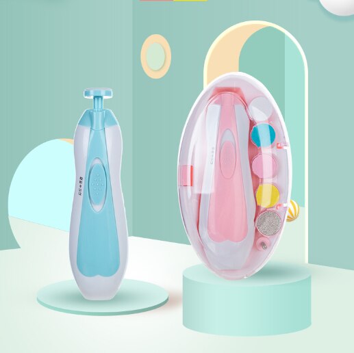 6 In 1 Electric Nail Grinder, Electric Baby Nail Trimmer CHILDREN'S Scissors, Baby Nail Care, Nail Trimmer Manicure,Blue/Pink