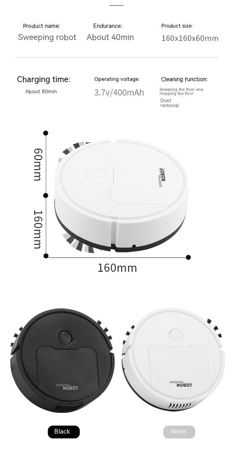 Portable Mini Wireless Smart Sweeping Robot Mopping 3 In1 Rechargeable Cleaning Machine Vacuum Cleaner For Home Office