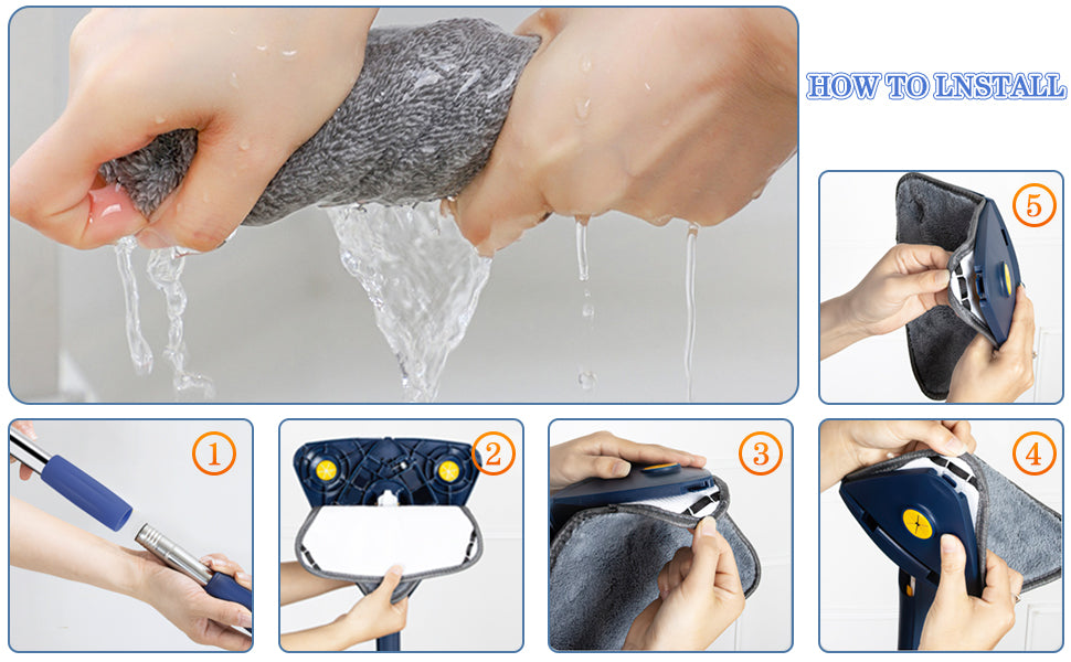 Twist n Squeeze Triangle Shape Extendable Microfiber Mop For Floor