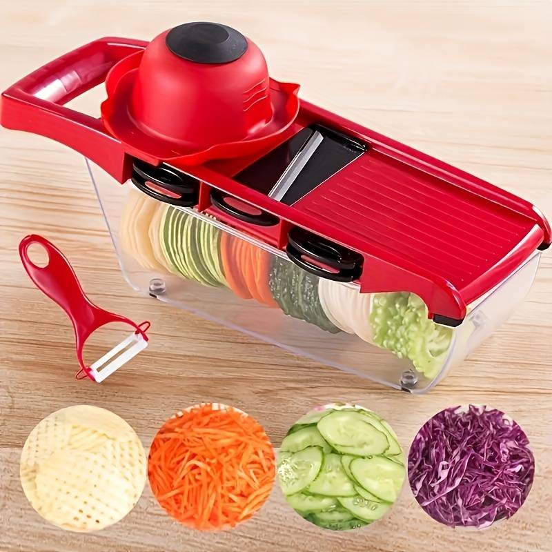 10 In 1 Mandoline Slicer Vegetable Cutter With Stainless Steel Blade Manual Potato Peeler Carrot Cheese Grater Dicer Kitchen Tool