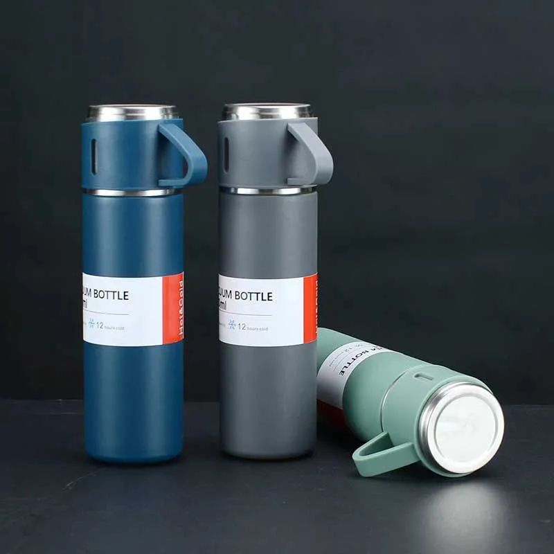 3 In 1 Vacuum Insulated Thermal Flask Set With Cup Set (random Color)